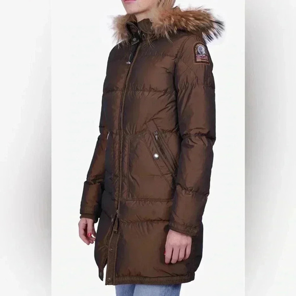 Parajumpers Two-tone Long Chocolate Brown Down Feather Puffer Ski Jacket Size XS - Picture 2 of 14